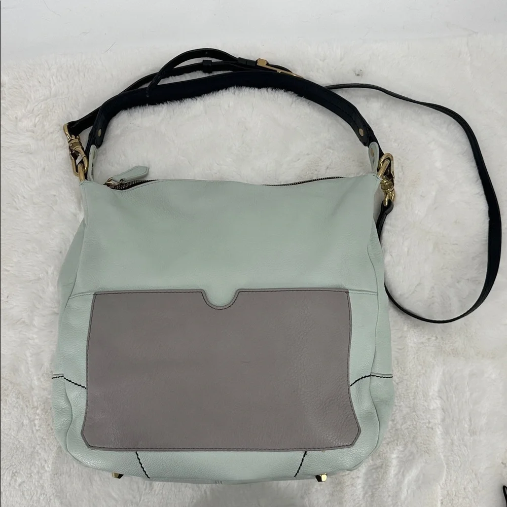 orYANY Stylish Two-Tone Mint and Gray Hobo Shoulder Bag with Crossbody Strap